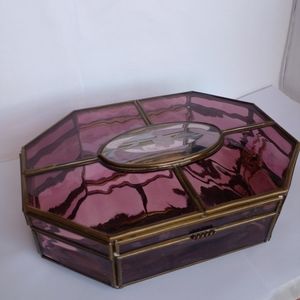 Vintage octagon shaped, mirror, jewelry box, made in Mexico, great condition